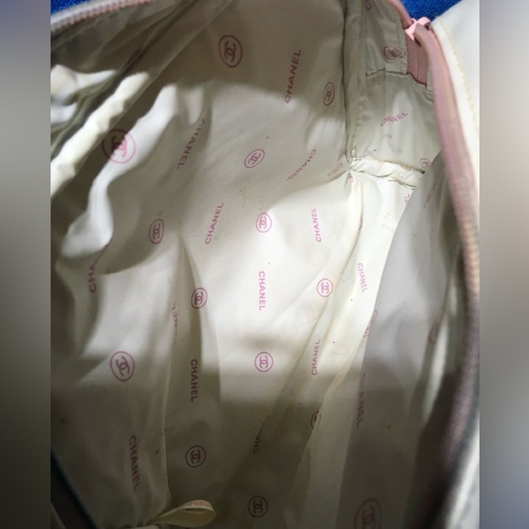 CHANEL Parfum Zipper Cosmetic Pouch White Pink Makeup Case - Picture 6 of 9